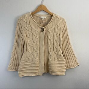Jillian Nicole Knit Cable Knit Cardigan Tan/Beige Women’s Small Fisherman